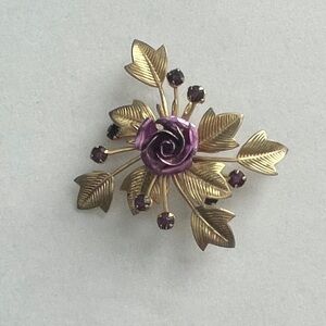 Vintage Purple and Gold tone Floral Brooch